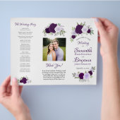 DIY Fold Lila Boho Rose Hochzeitsprogramm (Hand)