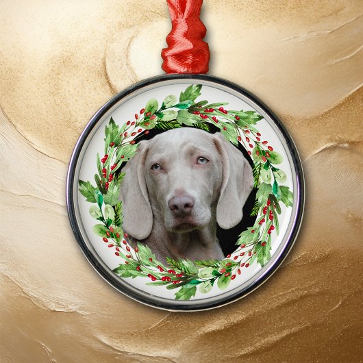 DIY Foto in Christmas Holly Border Pet Ornament Aus Metall