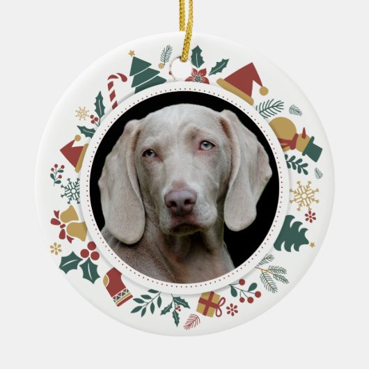 DIY Foto in Christmas Images Border Pet Keramik Ornament (Vorne)
