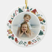 DIY-Foto in Weihnachten Bilder Circle Border Keramik Ornament (Vorne)