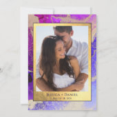 DIY Foto Lila Pink Gold Foil Hochzeit Save The Date (Rückseite)