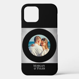 DIY-Foto & Namen von Paaren Schwarzer Kreis Silber Case-Mate iPhone Hülle