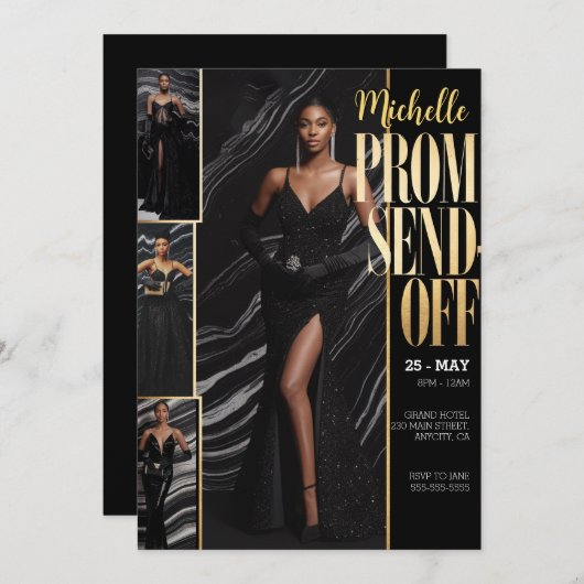 DIY Foto PROM SEND-OFF Luxuriös modisch Einladung (Vorne/Hinten)