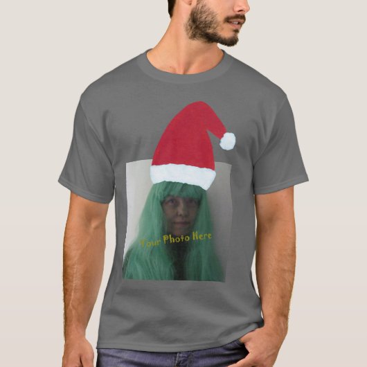 DIY Foto unter Weihnachtsmannmütze auf dem Hemd hi T-Shirt (Vorderseite)