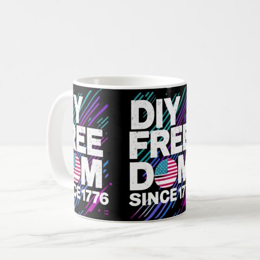 DIY Freedom seit 1776" Textbasiertes Design Kaffeetasse (Vorderseite Links)