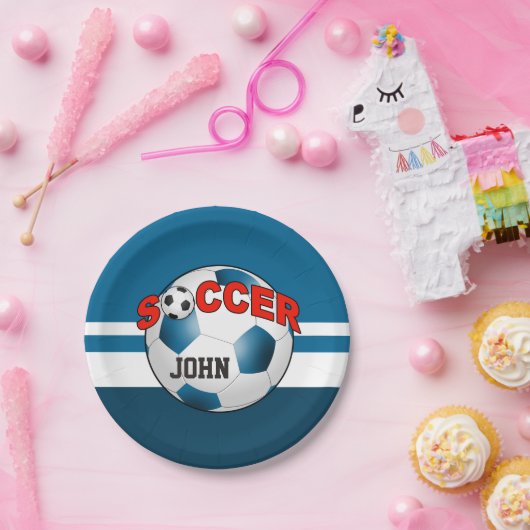 DIY Fußball WÄHLEN IHRE HINTERGRUND-FARBE Pappteller (Party)