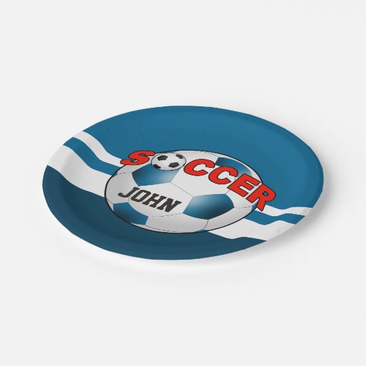 DIY Fußball WÄHLEN IHRE HINTERGRUND-FARBE Pappteller (Schrägansicht)