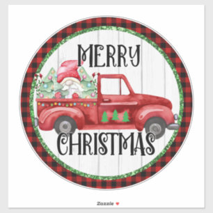 DIY Gnome Christmas Red Truck Aufkleber