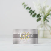 DIY Gold Monogram, weißer Name Lt & DK Bürstenstah Visitenkarte (Stehend Vorderseite)