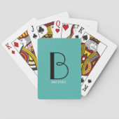 DIY großes Monogramm & Name, schwarzer/weißer Text Spielkarten (Rückseite)