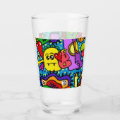 DIY HAPPY MONSTER CRITTER DOODLE Glass Glas (Rückseite)