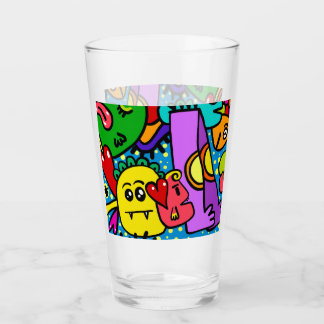 DIY HAPPY MONSTER CRITTER DOODLE Glass Glas