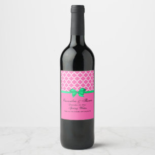 DIY Hot Pink Weiße Marokkanische Em Grüne Band S Weinetikett