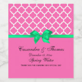 DIY Hot Pink White marokkanisch Em Green Ribbon S Weinetikett (Einzelnes Label)
