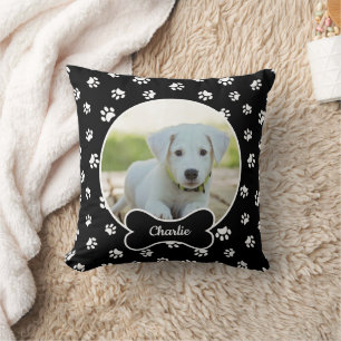DIY-Hundefoto-Kreis Name Knochen Weiß Pfoten Schwa Kissen
