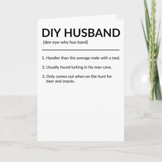 DIY Husband Funny Dictionary Style Definition Card Karte (Vorderseite)