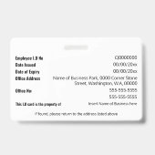 DIY ID card blue white modern Foto logo Template Ausweis (Rückseite)