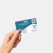 DIY ID card blue white modern Foto logo Template Ausweis (Handheld)