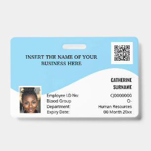 DIY ID card blue white modern Foto logo Template Ausweis