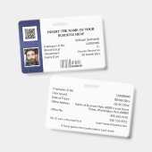 DIY ID card Classic Foto Logo blau Ausweis (Front & Back)