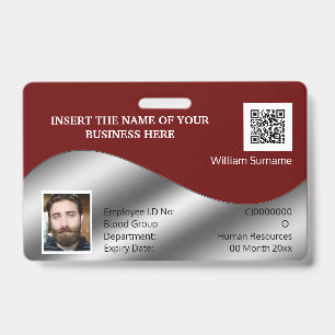 DIY ID card Imitate Silber-Maroon-Foto Logo-Vorlag Ausweis