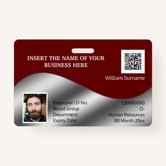 DIY ID card Imitate Silber-Maroon-Foto Logo-Vorlag Ausweis (Vorderseite)