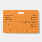 DIY ID card Imitate Silber-Orange-Logo-Vorlage für Ausweis (Rückseite)