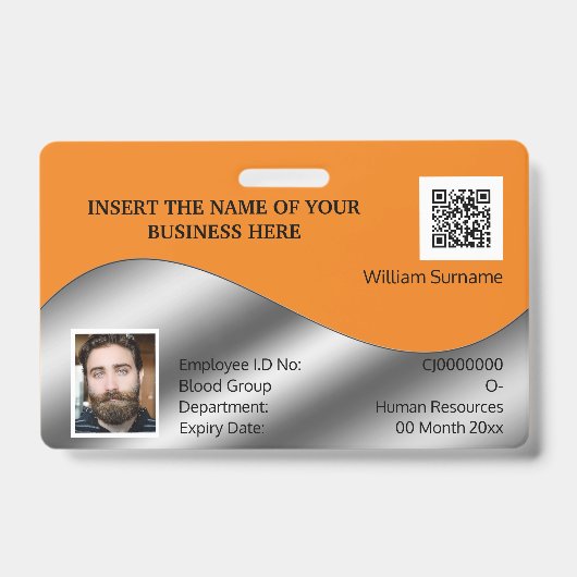DIY ID card Imitate Silber-Orange-Logo-Vorlage für Ausweis (Vorderseite)