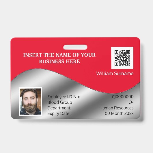 DIY ID card Imitate silber rot | Foto-Logo-Vorlage Ausweis (Vorderseite)