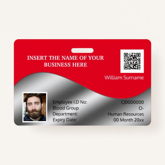 DIY ID card Imitate silber rot | Foto-Logo-Vorlage Ausweis (Vorderseite)