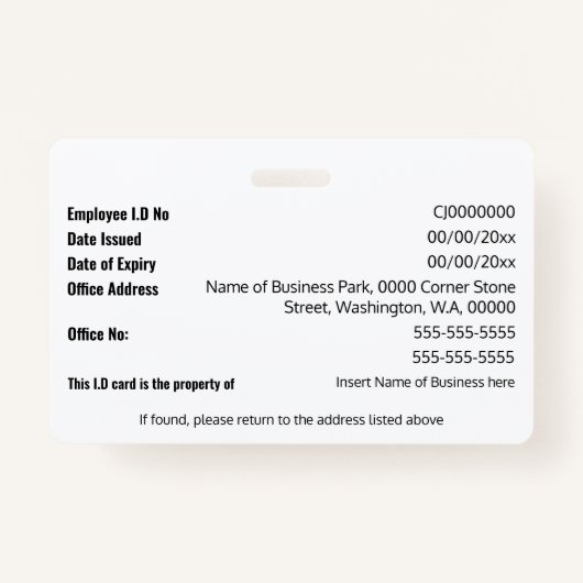 DIY ID card navvise white moderne Foto Logo Templa Ausweis (Rückseite)