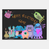 DIY INDIVIDUELLE NAME HAPPY MONSTER GIFT WRAPPING GESCHENKPAPIER SET (Vorderseite)