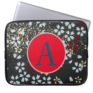 DIY INITIAL JAPANESE ABSTRAKT FLORAL NEOPRENE BAG LAPTOPSCHUTZHÜLLE