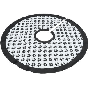 DIY Jede Farbe/Schwarze Katze/Hundepfote mit schwa Polyester Weihnachtsbaumdecke
