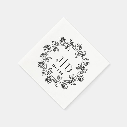 DIY-Kranz der Rose 2 Initial Wedding Monogram CO2 Serviette (Ecke)