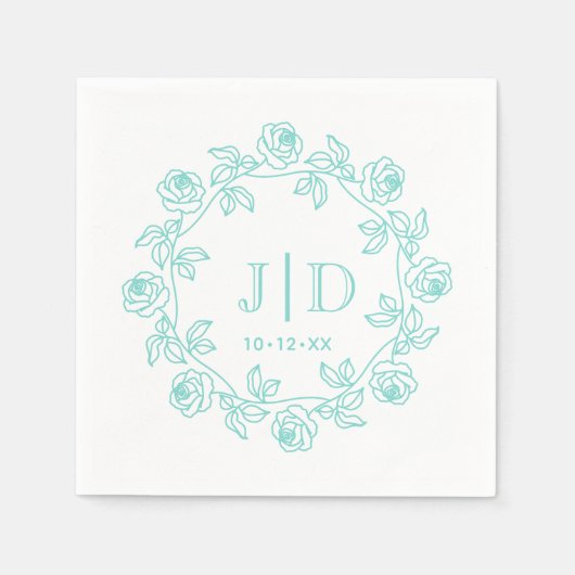 DIY-Kranz der Rose 2 Initial Wedding Monogram CO2 Serviette (Vorderseite)
