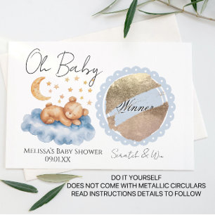 DIY-Kratzkarte für Baby Shower mit Bär-Mond-Motiv Ankündigungspostkarte