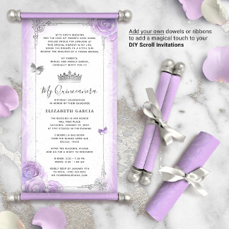 DIY Light Lila Silver Quince Scroll Einladungen