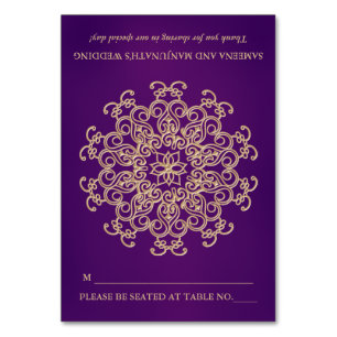 DIY Lila Gold Indian Zelt Style Sitzplatz Tischnummer