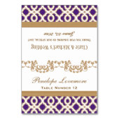 DIY Lila Gold marokkanische Klappüberzieher-Platzk Tischnummer (Vorderseite)