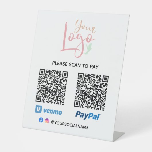 DIY Logo Scan to Pay Pedestal Sign Sockelschild (Vorderseite)