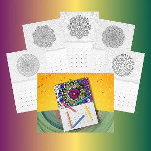 DIY-Mandala-Färbungs-Outline-Kunst - Kalender