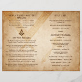 DIY Masonic Program Template Freemason Stationery (Rückseite)