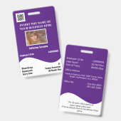 DIY-Mitarbeiter-ID-Karte lila Waage Ausweis (Vorder- & Rückseite)