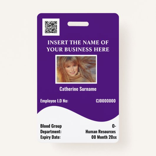 DIY-Mitarbeiter-ID-Karte lila Waage Ausweis (Vorderseite)