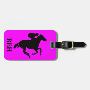 DIY Monogram Black Race Pferd auf beliebiger Farbe Gepäckanhänger