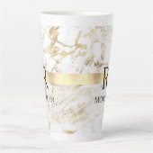 DIY Monogram Black Text, White & Gold Marmor Milchtasse (Vorderseite)