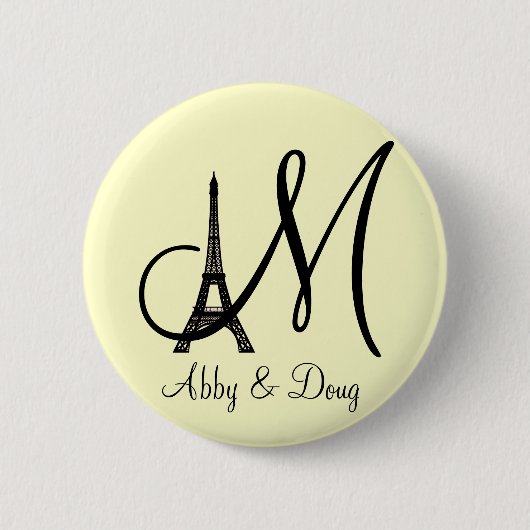 DIY Monogram Eiffelturm Button (Vorderseite)