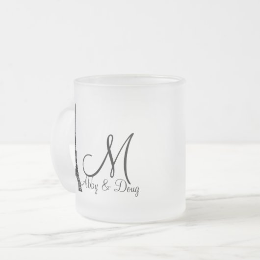 DIY Monogram Eiffelturm Mattglastasse (Vorderseite Links)