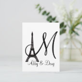 DIY Monogram Eiffelturm Postkarte (Stehend Vorderseite)